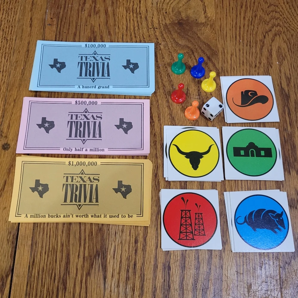 Vintage 1984 Texas Trivia Board Game Complete